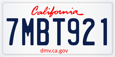 CA license plate 7MBT921