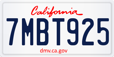 CA license plate 7MBT925