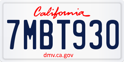 CA license plate 7MBT930