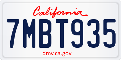 CA license plate 7MBT935