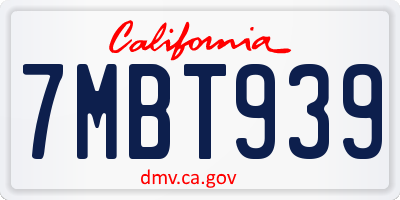 CA license plate 7MBT939