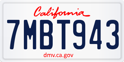 CA license plate 7MBT943