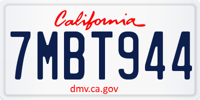CA license plate 7MBT944