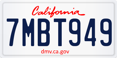 CA license plate 7MBT949
