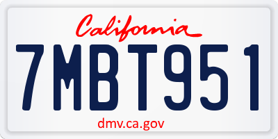 CA license plate 7MBT951