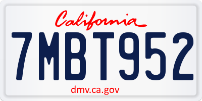 CA license plate 7MBT952