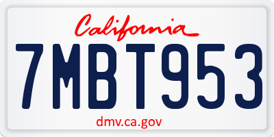 CA license plate 7MBT953
