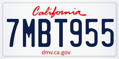 CA license plate 7MBT955