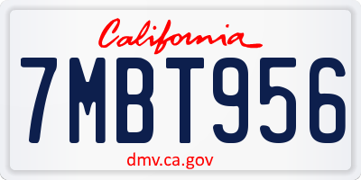 CA license plate 7MBT956