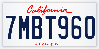 CA license plate 7MBT960