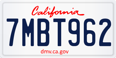 CA license plate 7MBT962