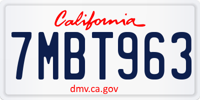 CA license plate 7MBT963