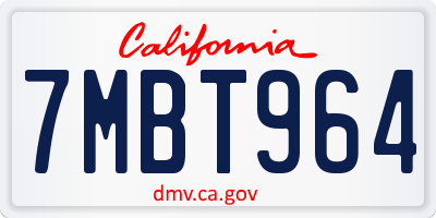 CA license plate 7MBT964