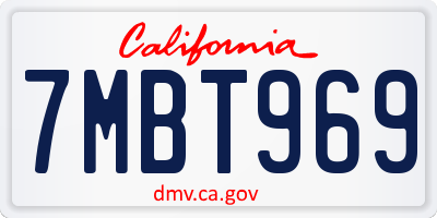 CA license plate 7MBT969
