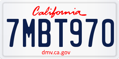 CA license plate 7MBT970