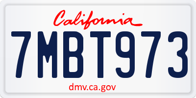 CA license plate 7MBT973