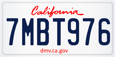 CA license plate 7MBT976