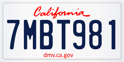 CA license plate 7MBT981