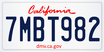 CA license plate 7MBT982