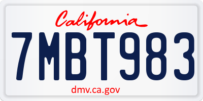 CA license plate 7MBT983