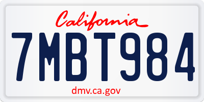 CA license plate 7MBT984