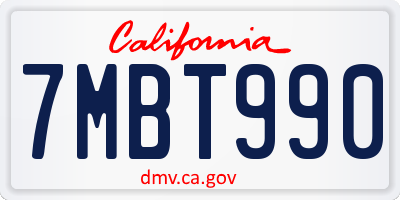 CA license plate 7MBT990