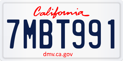 CA license plate 7MBT991