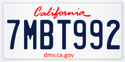 CA license plate 7MBT992