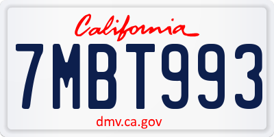 CA license plate 7MBT993