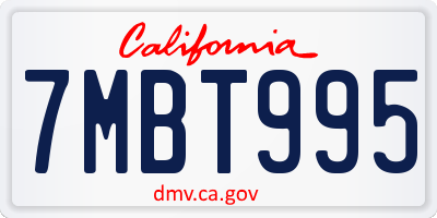 CA license plate 7MBT995