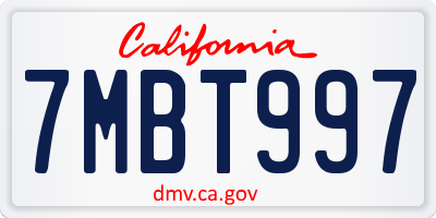 CA license plate 7MBT997