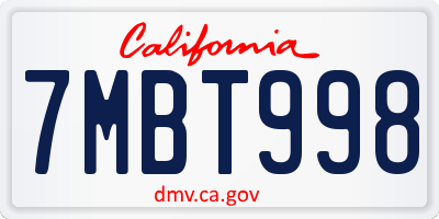 CA license plate 7MBT998