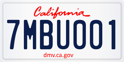 CA license plate 7MBU001