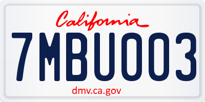 CA license plate 7MBU003