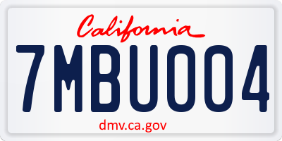 CA license plate 7MBU004