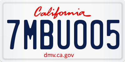 CA license plate 7MBU005
