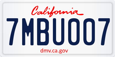 CA license plate 7MBU007