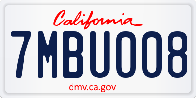 CA license plate 7MBU008