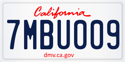 CA license plate 7MBU009