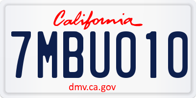 CA license plate 7MBU010