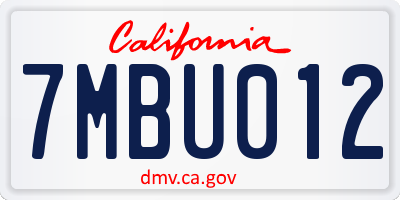 CA license plate 7MBU012