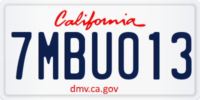 CA license plate 7MBU013