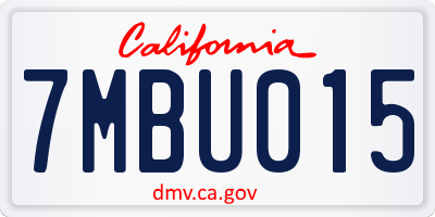 CA license plate 7MBU015