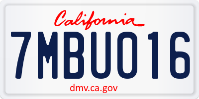 CA license plate 7MBU016