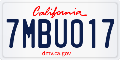 CA license plate 7MBU017