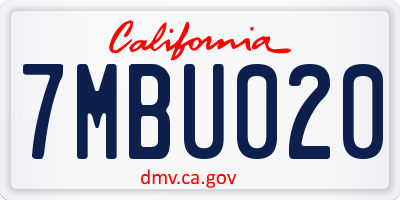 CA license plate 7MBU020