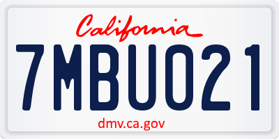 CA license plate 7MBU021