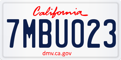 CA license plate 7MBU023