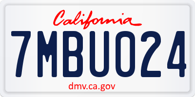CA license plate 7MBU024