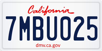 CA license plate 7MBU025